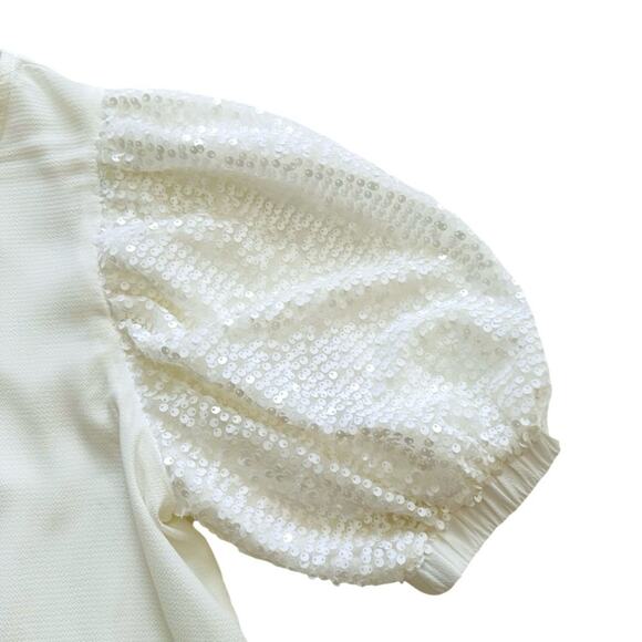Vine & Love Ivory White Sequin Puff Sleeve Dressy Blouse Top Size Small NEW - Picture 9 of 12